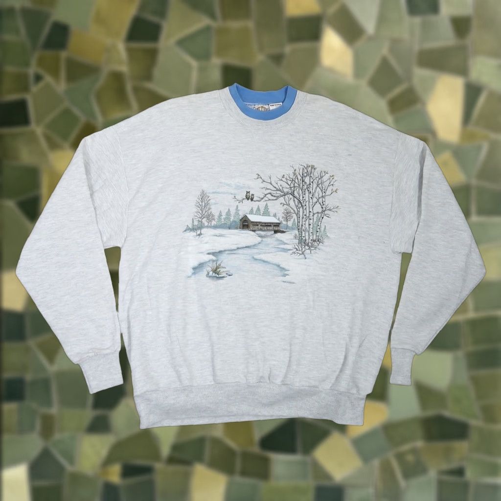Vintage VINTAGE Day Breeze Heather Grey Snow Landscape Graphic Sweatshirt XL Women Size XL / US 12-14 / IT 48-50 - 1 Thumbnail