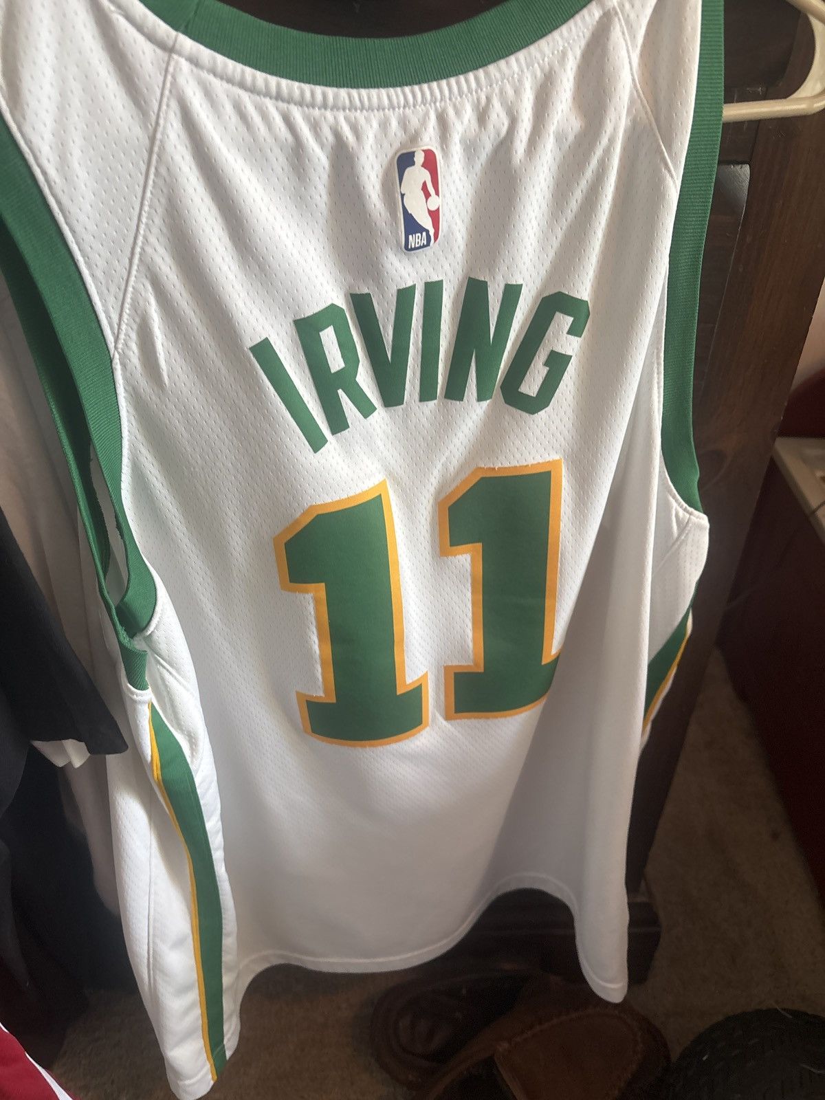 NBA × Nike KYRIE IRVING BOSTON CELTICS CITY JERSEY THROWBACK AUTHENTIC Size US XL / EU 56 / 4 - 2 Thumbnail