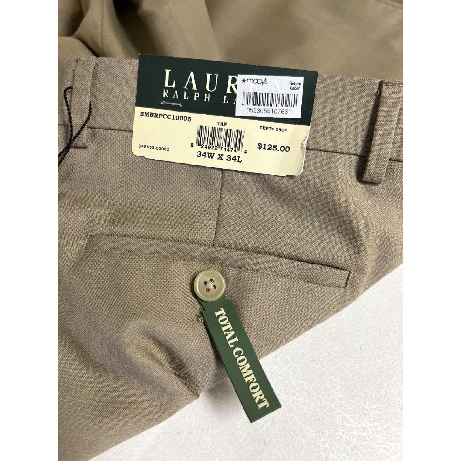 Ralph Lauren Lauren Ralph Lauren New Comfort Wool Chino Pants 34x34 Men Flat Front Tan Beige 125 Size US 38 / EU 54 - 4 Thumbnail