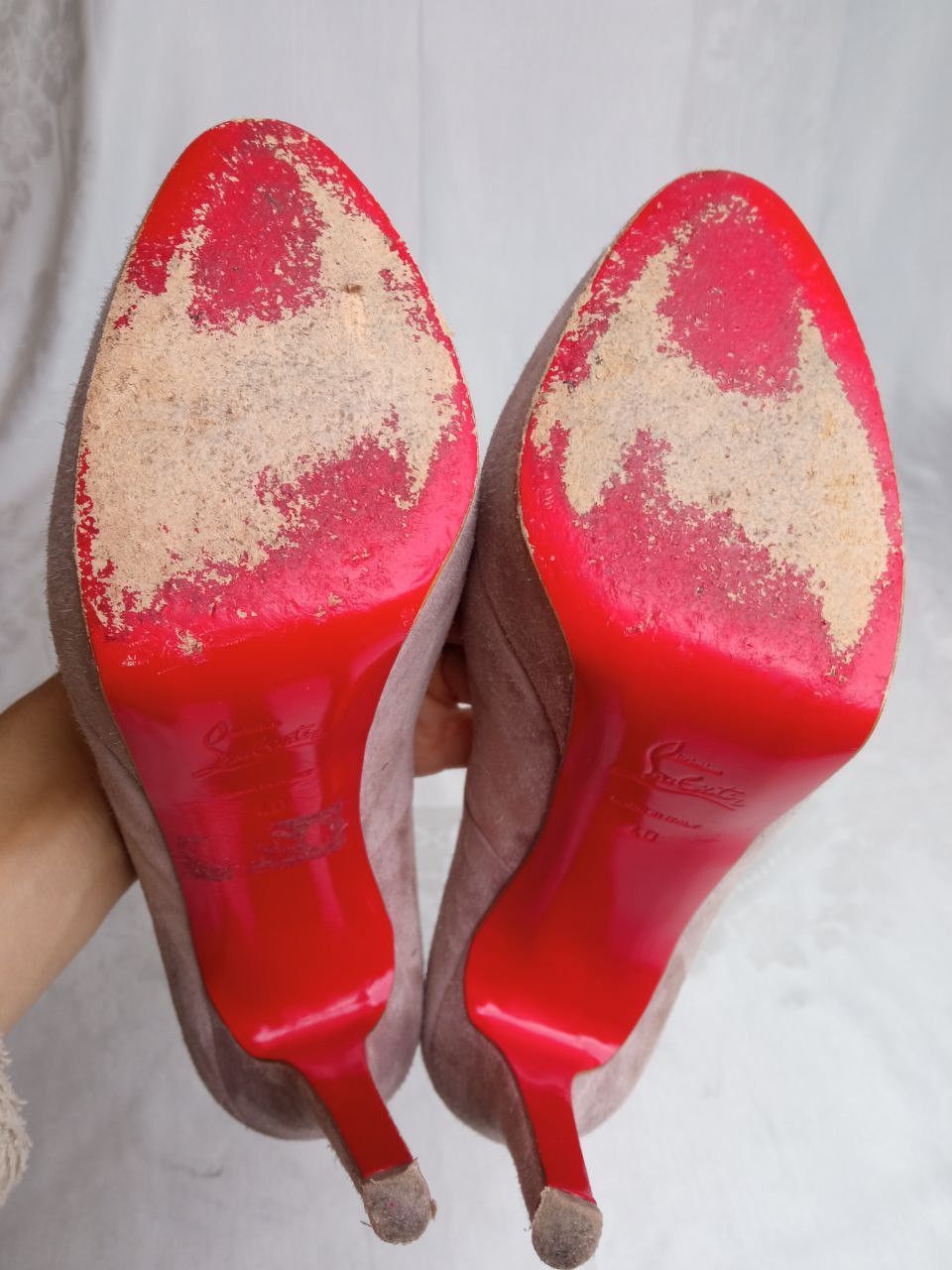 Christian Louboutin Bianca blush suede 140 heel platform pumps Size US 10 / IT 40 - 5 Thumbnail