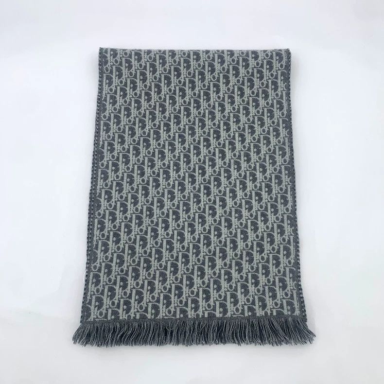 Dior Dior Oblique Gray Logo Wool Scarf Size ONE SIZE - 1 Thumbnail