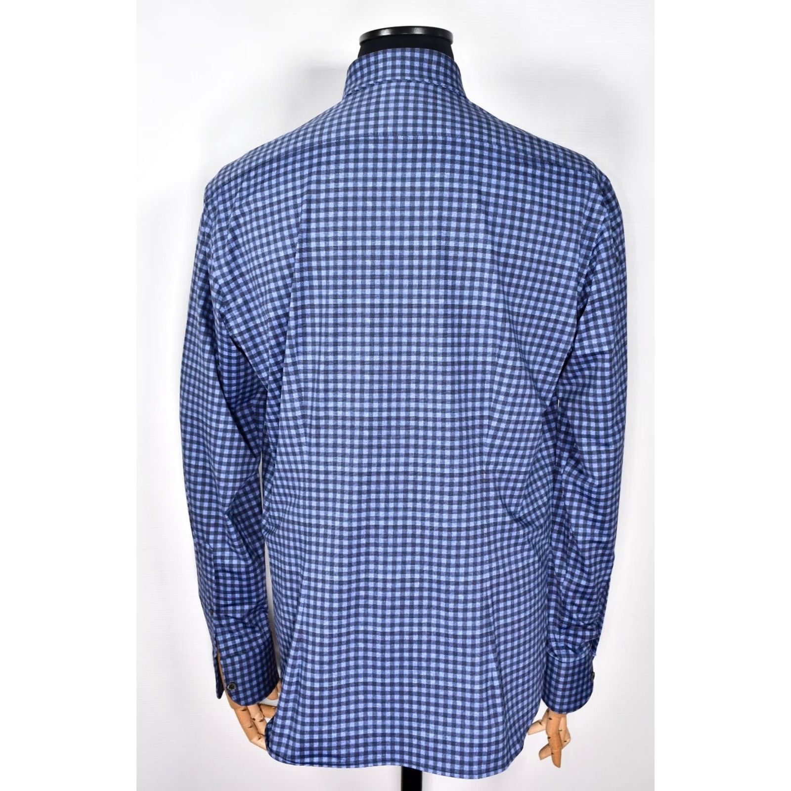 Vintage Orian Shirt Slim Check Stretch 43 Blue Men Slim Regular Size 43/17 Button-Up Collared Long Sleeve Size US XL / EU 56 / 4 - 4 Thumbnail