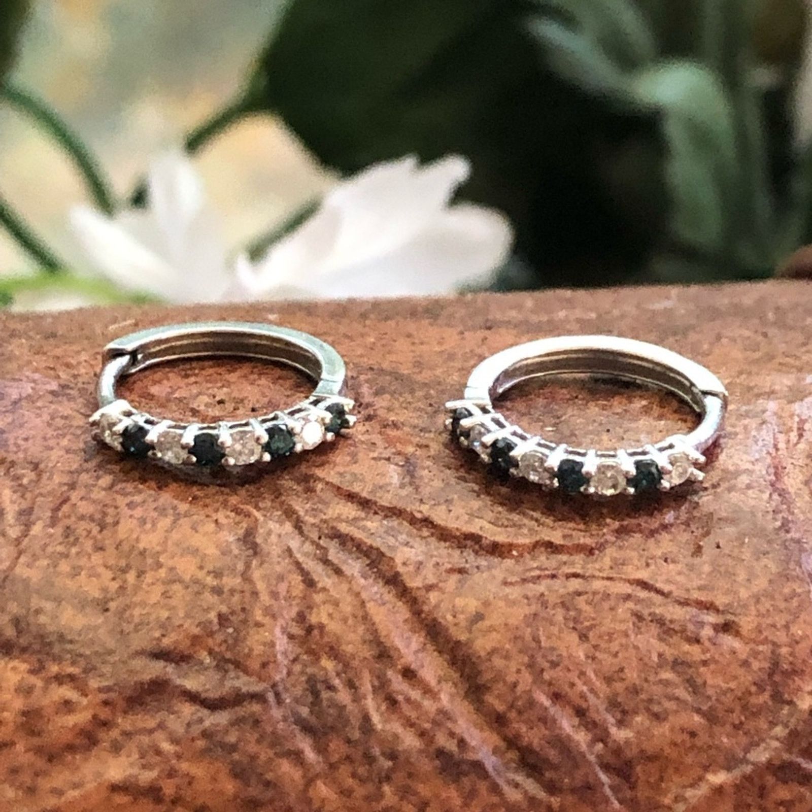 Jewelry Sapphire and clear crystal silver plated huggie earrings Size ONE SIZE - 1 Thumbnail