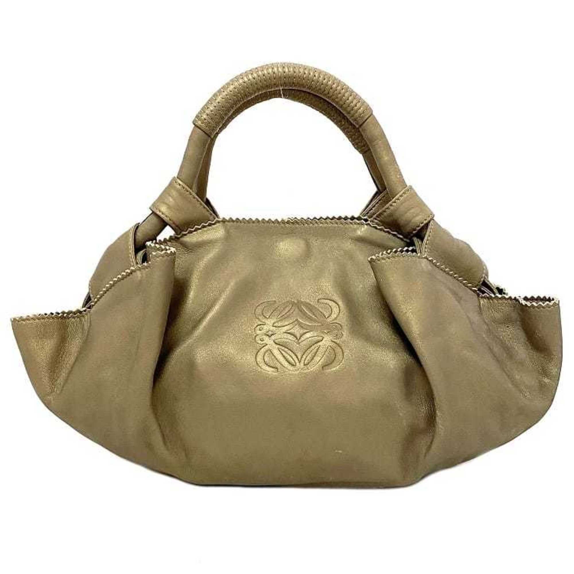 image of Loewe Handbag Nappa Aire Gold Anagram Leather Tote Bag Soft Ladies in Black, Women's