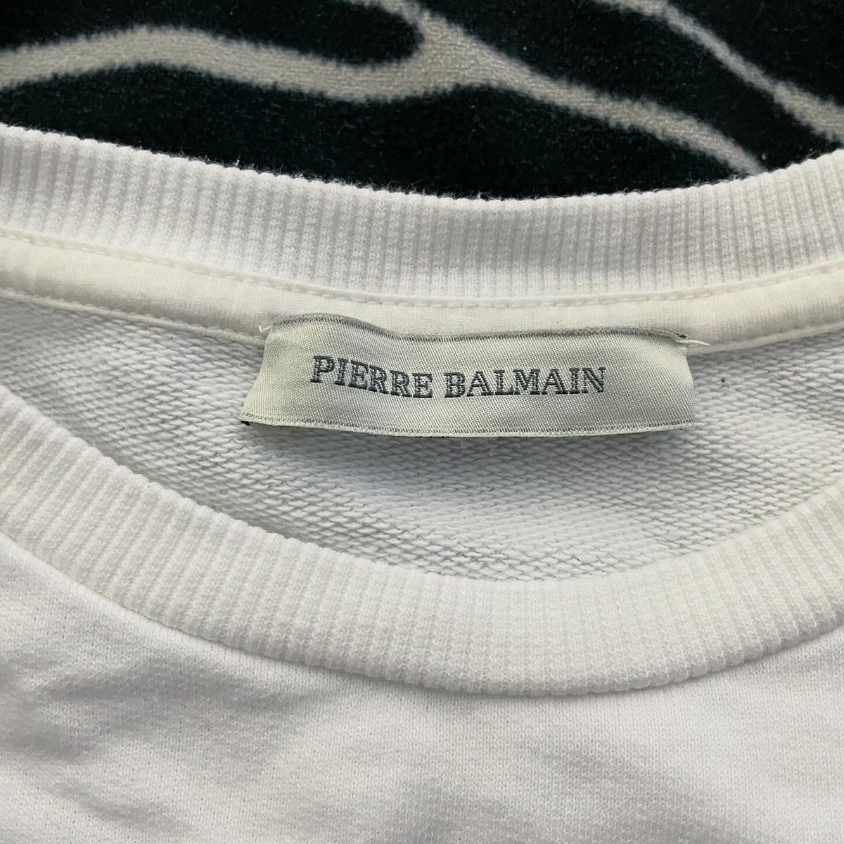 Balmain × Pierre Balmain Pierre Balmain Big Logo White Sweatshirt Size M / US 6-8 / IT 42-44 - 3 Thumbnail