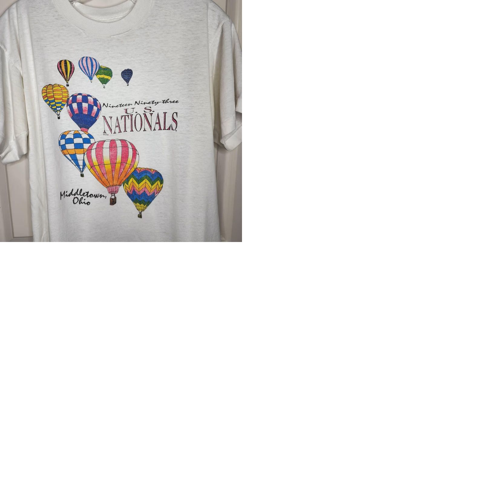 Vintage VINTAGE 1993 U.S. Nationals Hot Air Balloon Shirt Mens Large White 90s Tee Size US L / EU 52-54 / 3 - 9 Thumbnail