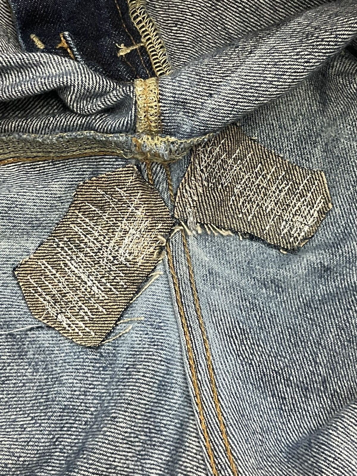 Japanese Brand Uniqlo Nigo Selvedge Mud Workaholic Denim SelfRepair Size US 37 - 19 Thumbnail