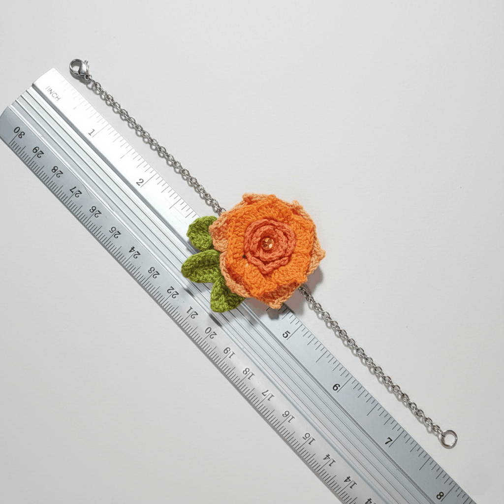 Handmade Bracelet 7.5" Corsage Orange Dahlia Flower Lobster Clasp Size ONE SIZE - 7 Thumbnail