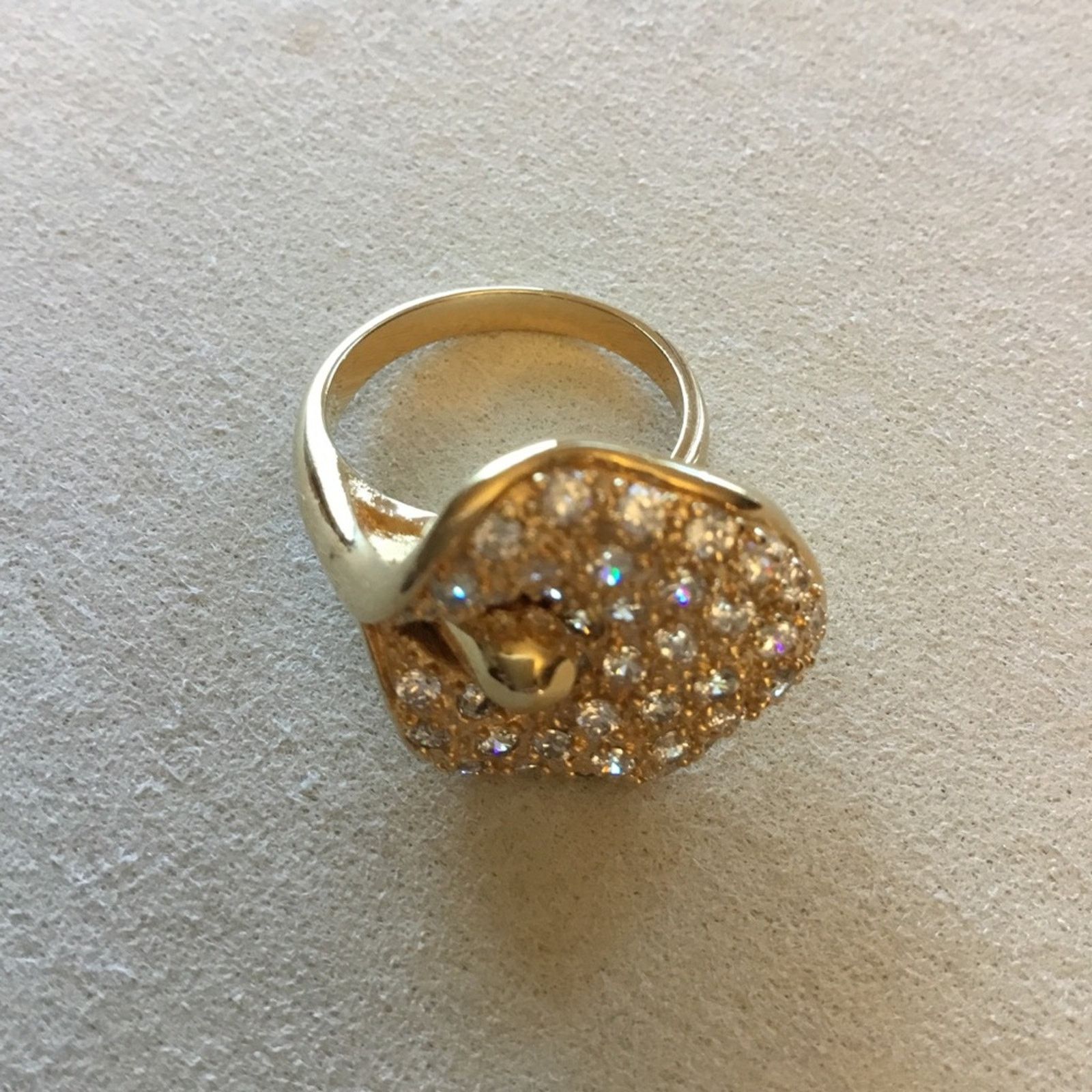 Other Gold Lily Crystal Statement Cocktail Ring Size ONE SIZE - 6 Thumbnail