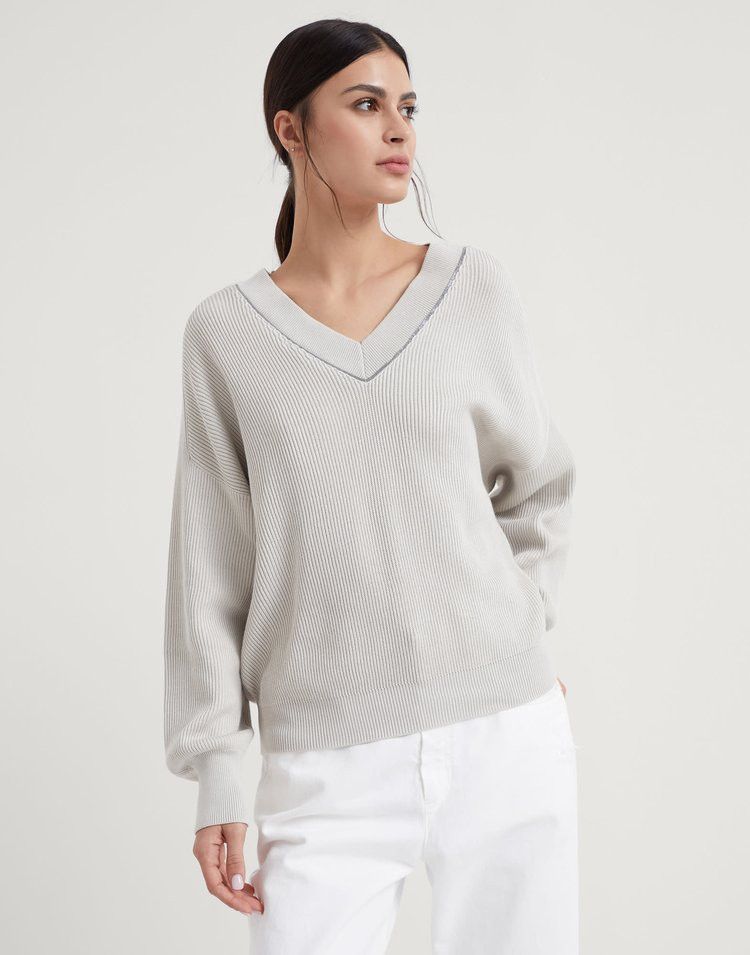 Brunello Cucinelli o1la1rc1a0425 Sweater in Ivory Size L / US 10 / IT 46 - 1 Thumbnail