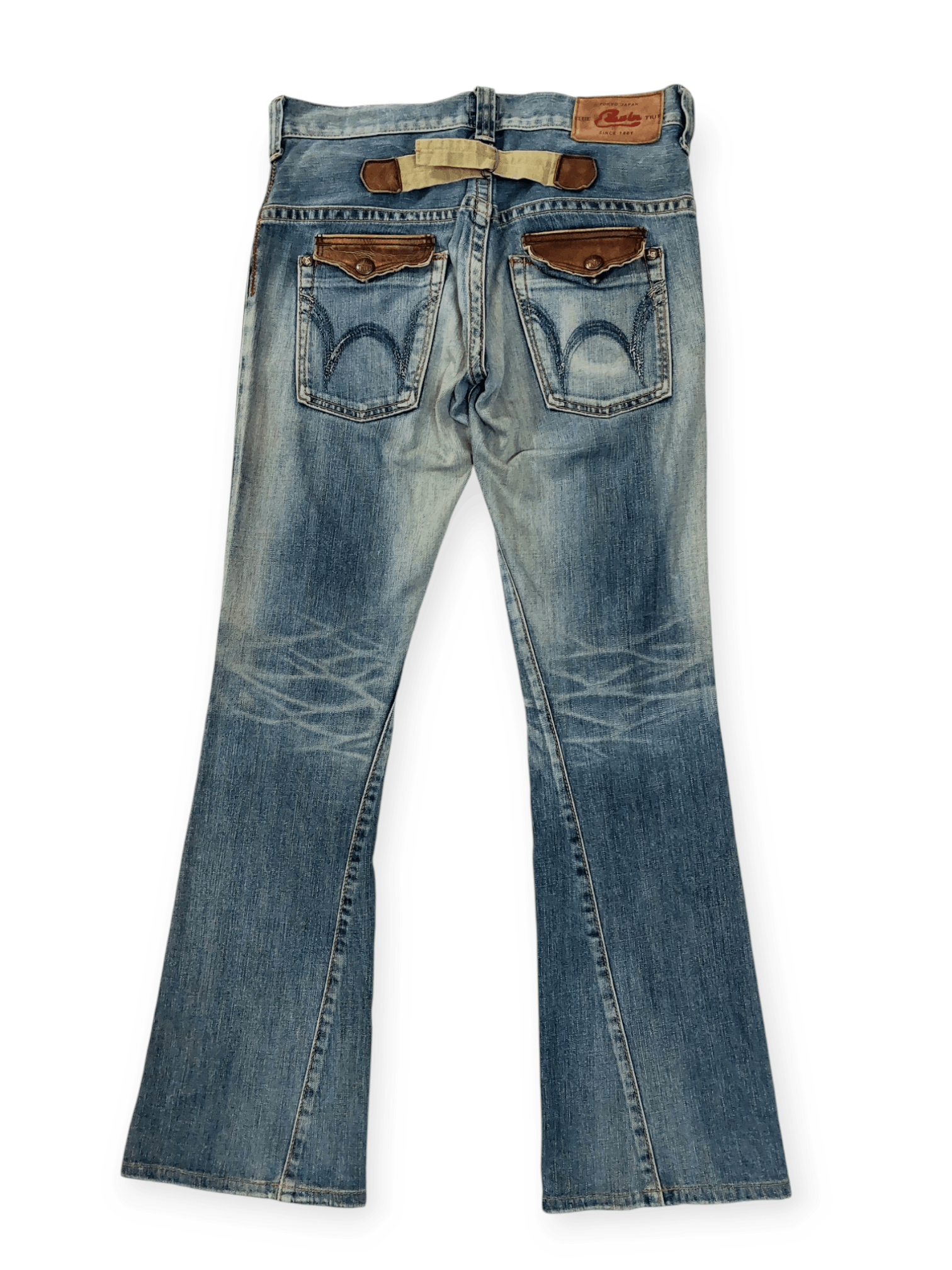 Edwin Flare💥 90's Edwin Blue Trip Tokyo Japan Buckle Back Denim Size US 33 - 12 Thumbnail