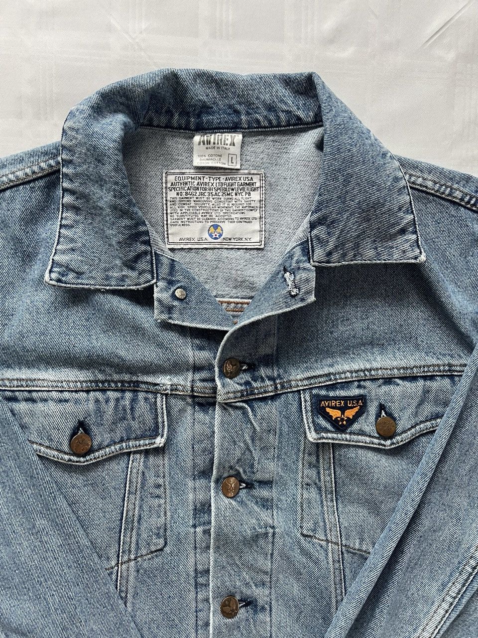 Avirex Avirex USA Made in Italy Denim Jacket – Flight Spec – Size L Size US L / EU 52-54 / 3 - 3 Thumbnail