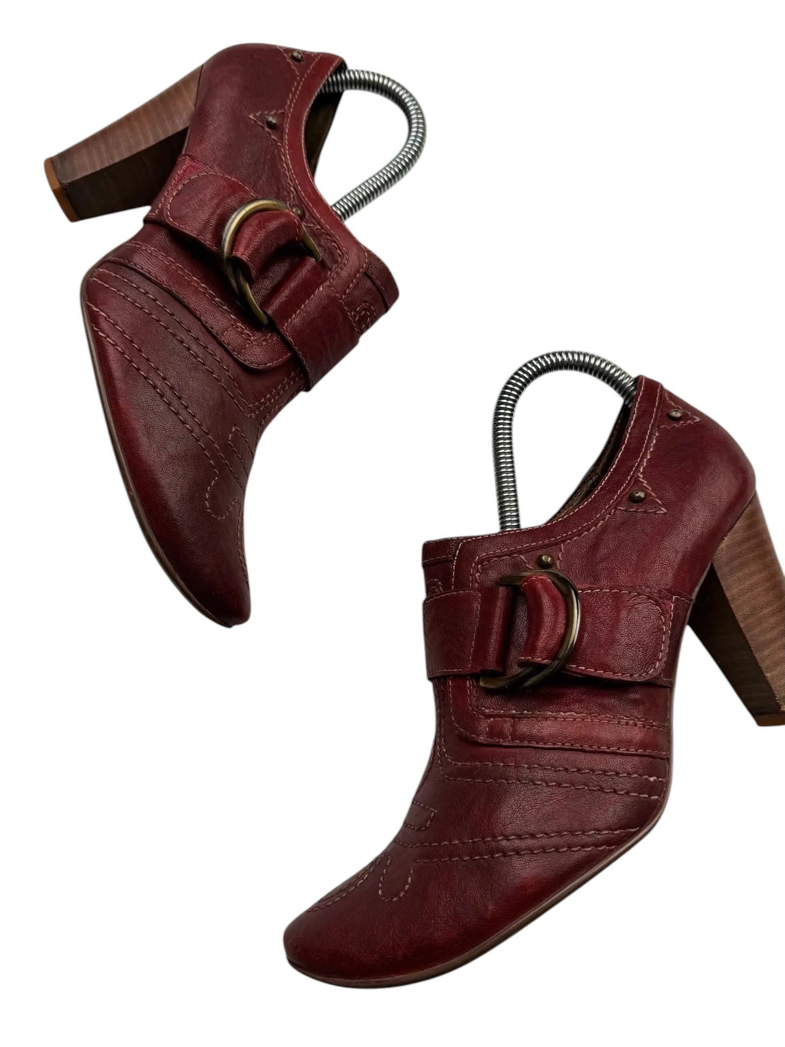 Vintage Vintage Leather Heels With Straps M10D15(E119)(V5) Size US 7 / IT 37 - 2 Thumbnail