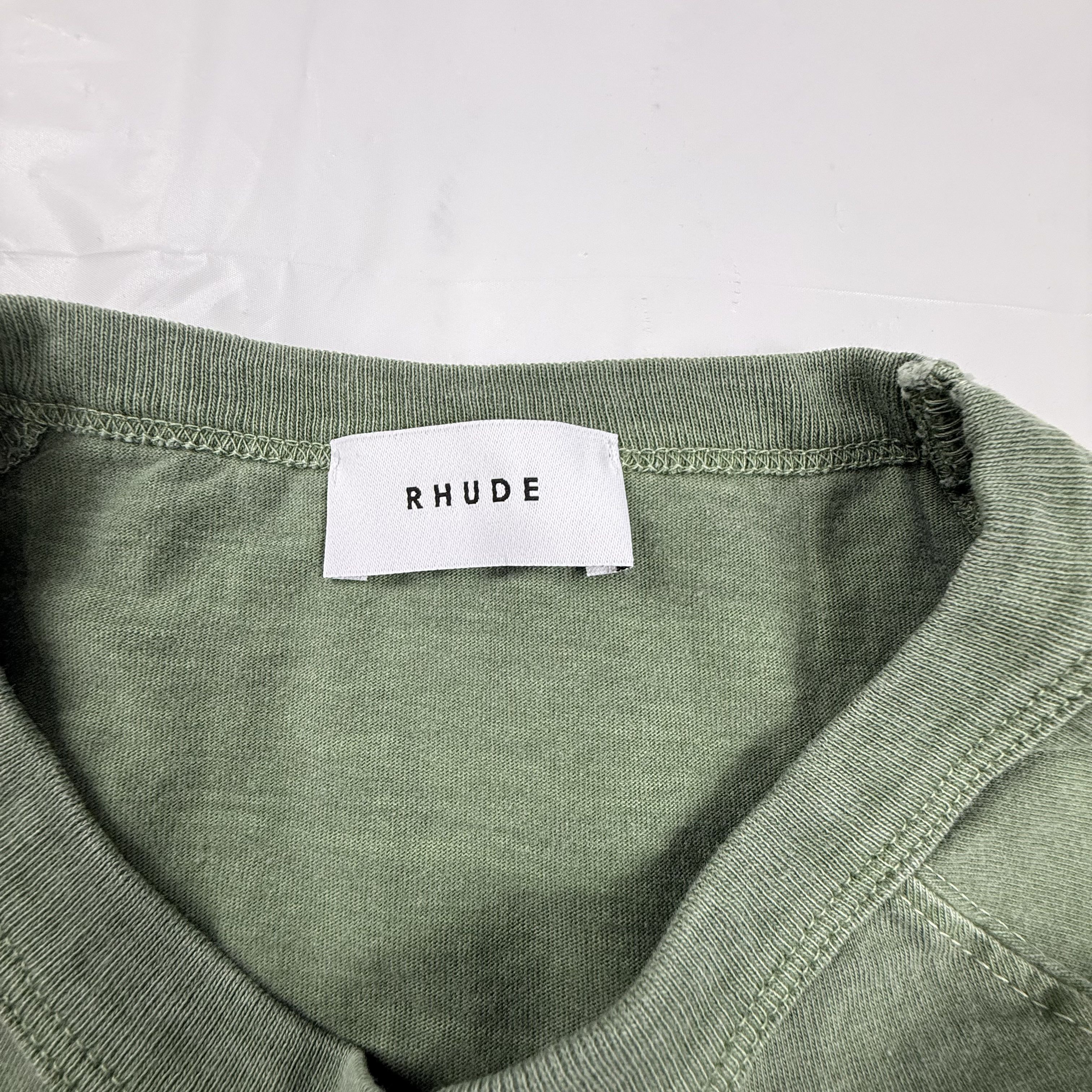 Rhude Rhude Raglan Logo Tee Olive Green Mens XS Script Logo Size US XS / EU 42 / 0 - 5 Thumbnail