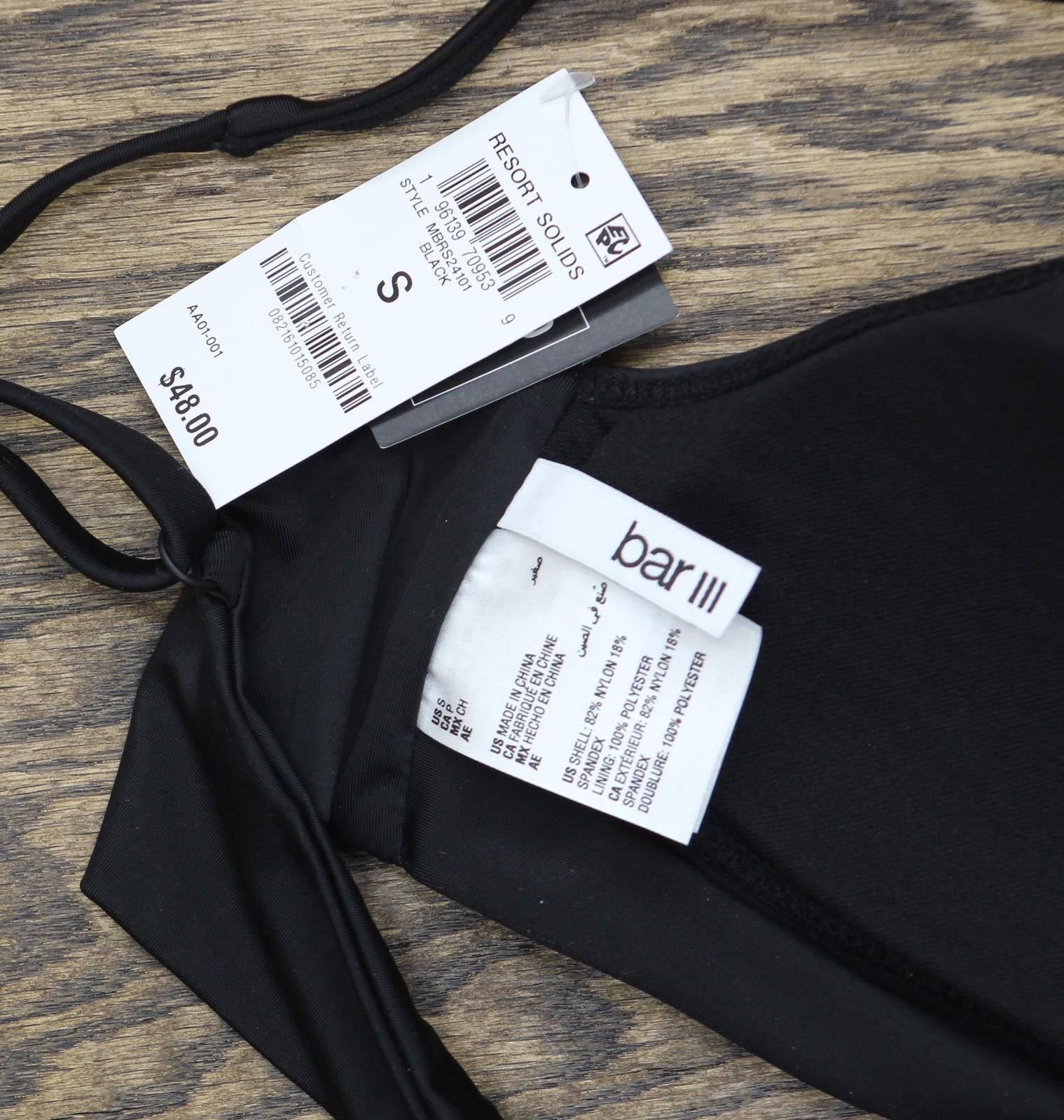 Bar III Bar Iii Womens Ring-detail Bikini Swim Top Mbrs24101 Black S Size ONE SIZE - 5 Thumbnail