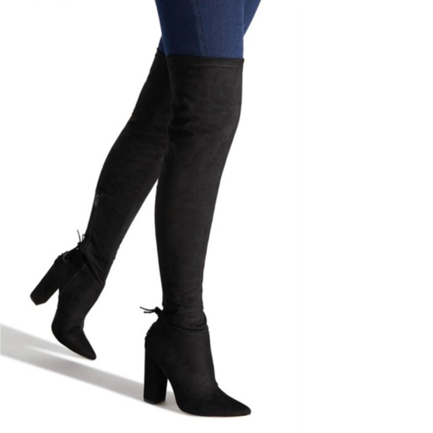 Other Shoedazzle Cristal Black Suede Thigh High Heel Boots 6 Size US 6 / IT 36 - 2 Thumbnail