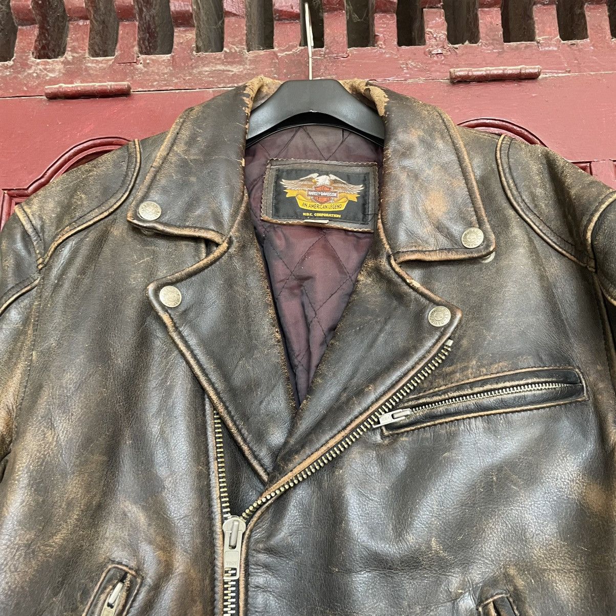 Harley Davidson Harley Davidson 90s - Distressed Leather Jacket Size US M / EU 48-50 / 2 - 4 Thumbnail