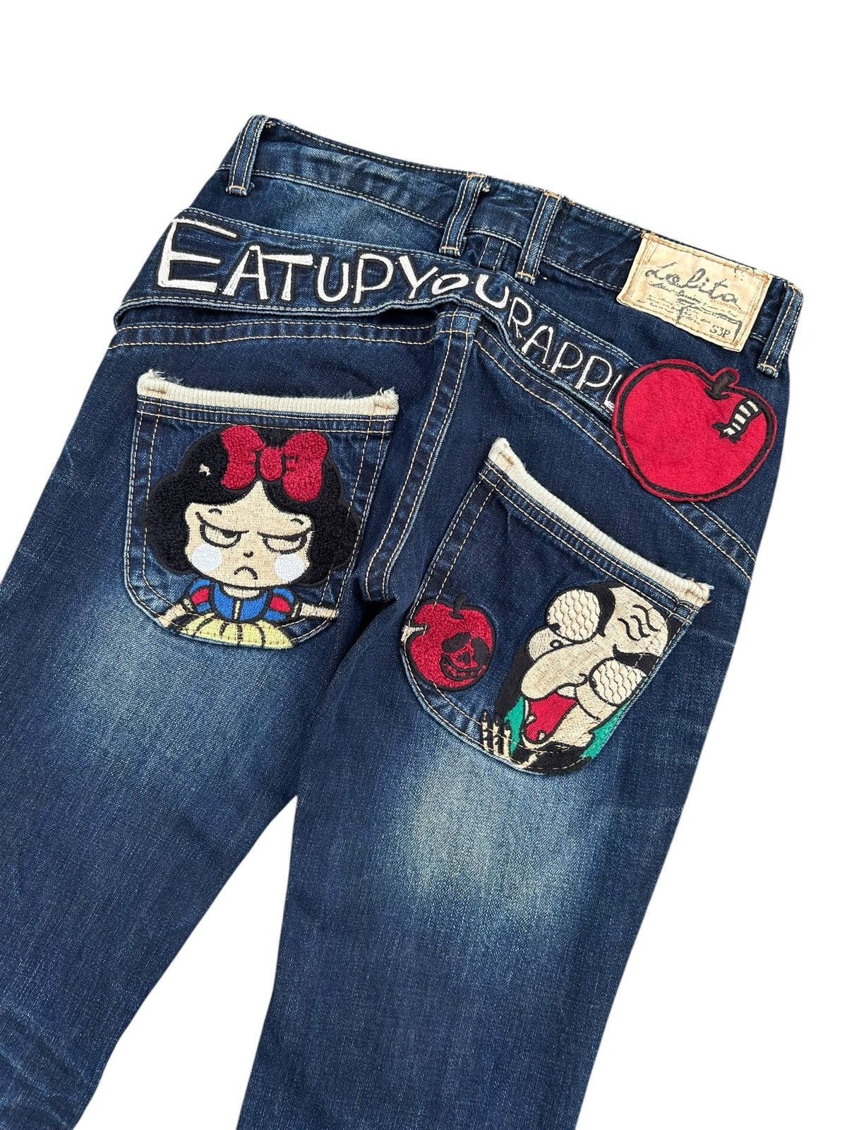 Kapital YOSHITOMO NARA LOLITA EXOTIC DISTRESSED DENIM JEANS Size US 29 - 2 Thumbnail