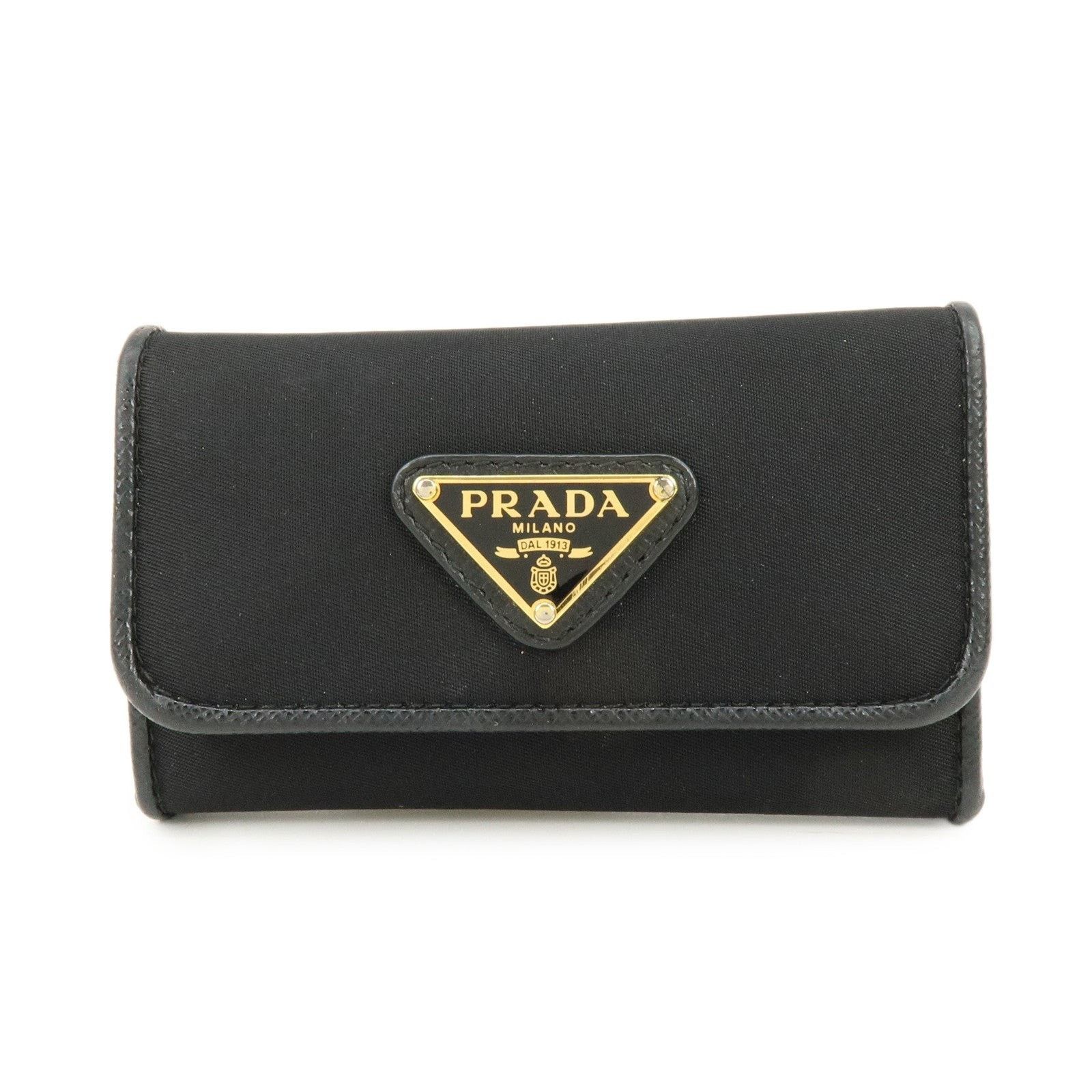 Prada Prada Triangle Logo Nylon Key Holder Black Size ONE SIZE - 1 Thumbnail