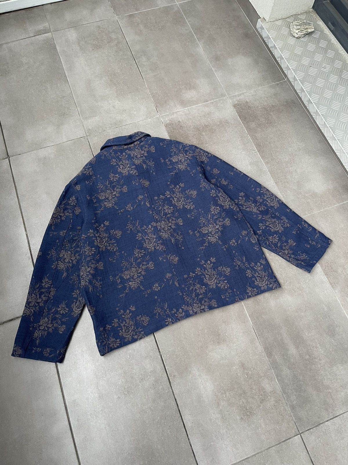 YMC !DS! SS23 YMC Labour Floral Navy Wool Jacquard Jacket Size US L / EU 52-54 / 3 - 15 Thumbnail