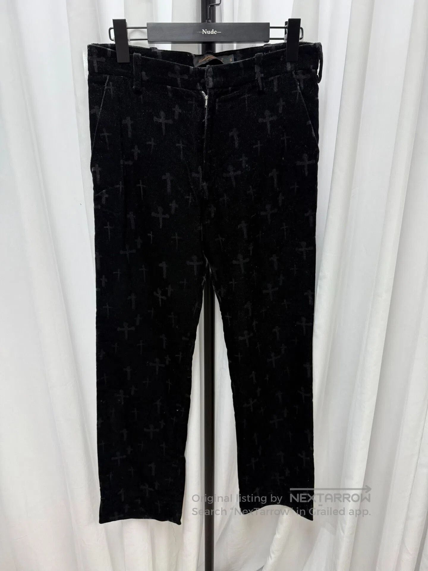 Comme des Garcons Homme Plus undercover velvet long pants with cross design. Size 23" - 1 Thumbnail