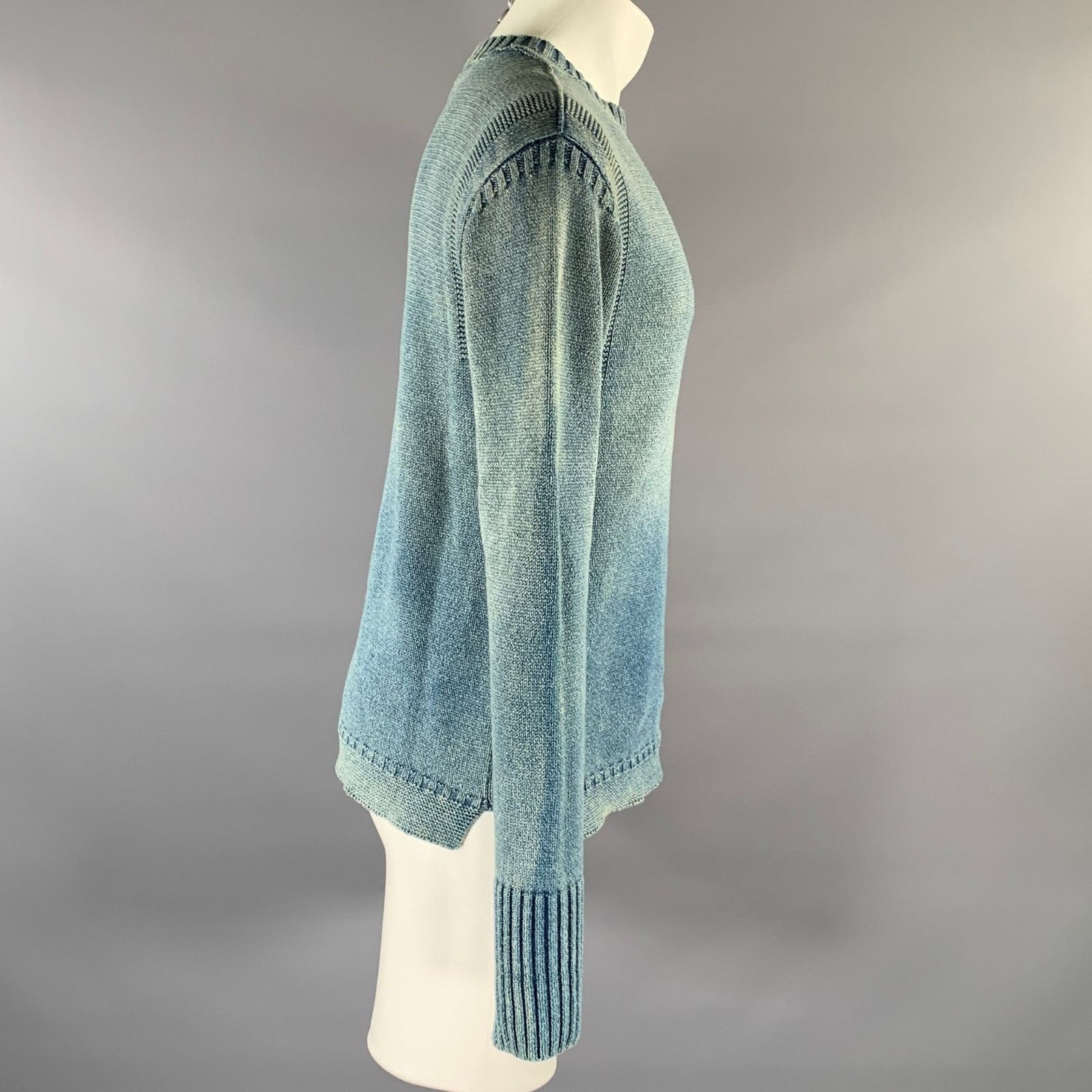 Ralph Lauren RRL by RALPH LAUREN S Blue Knitted Cotton Ribbed Sweater Size US S / EU 44-46 / 1 - 3 Thumbnail