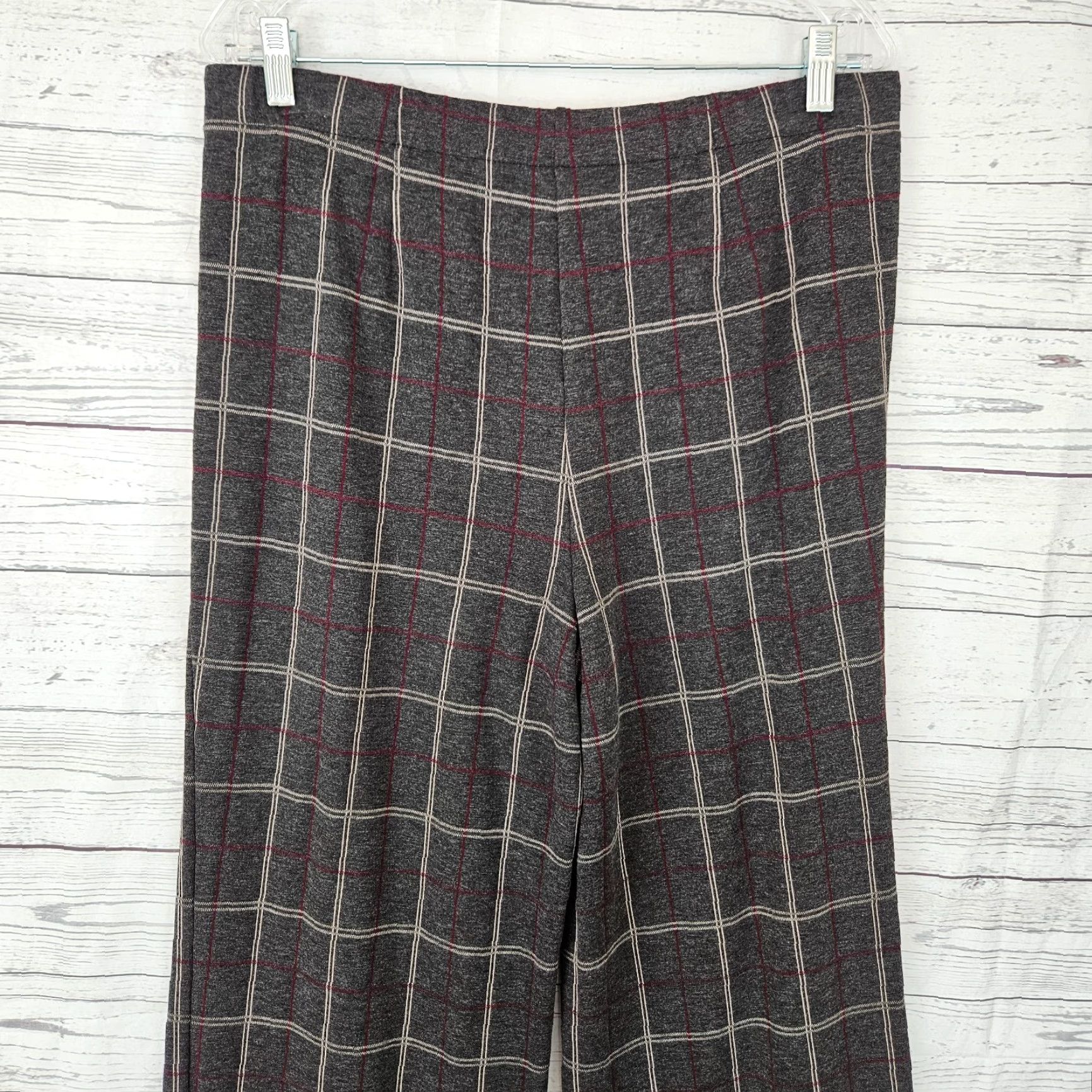 J. Jill J. Jill Womens Ponte Cropped Full Leg Pants Sz M Gray Red Pull On Size 32" / US 10 / IT 46 - 4 Thumbnail