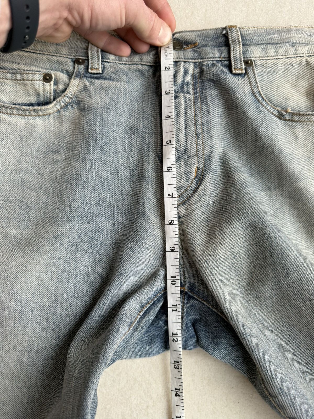 SS16 Saint Laurent selvedge knee rip jeans Hedi 31 crash