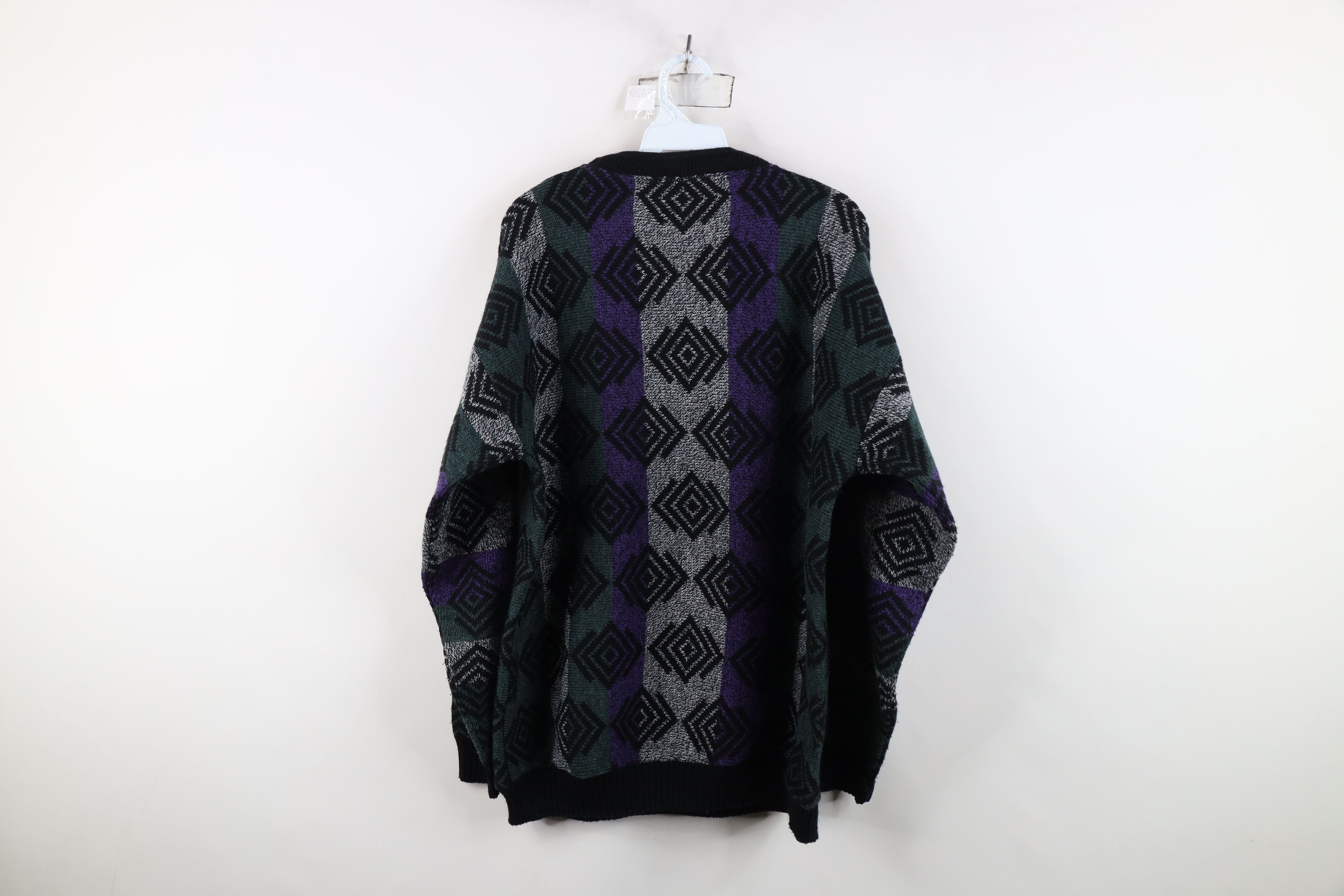 Vintage Vintage 90s Coogi Style Striped Geometric Knit Sweater USA Size US XL / EU 56 / 4 - 8 Thumbnail