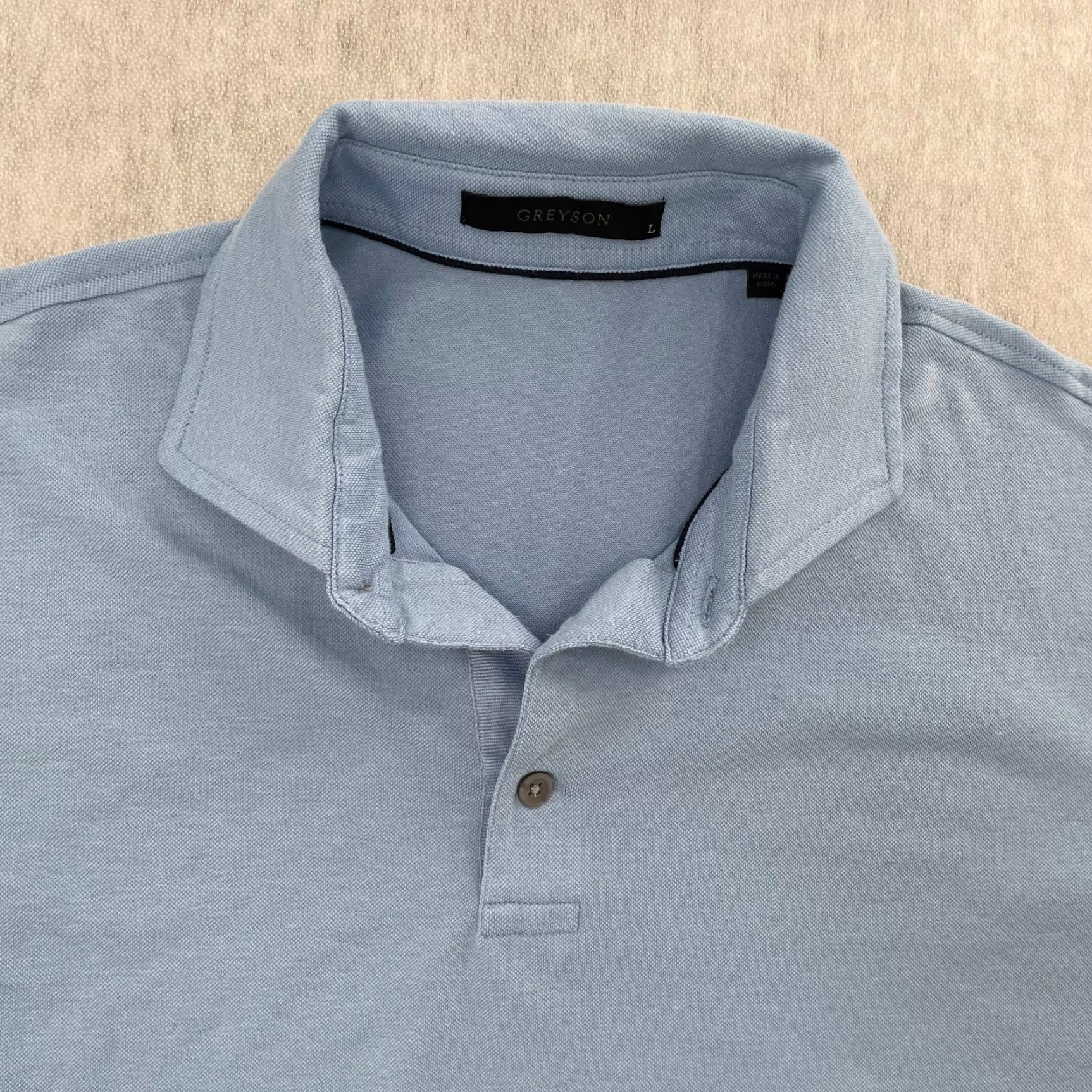 Vintage Greyson Polo Shirt Adult L Blue Logo Breathable Lightweight Golf Stretch Polo Mens L Blue Logo 90s? Size US L / EU 52-54 / 3 - 3 Thumbnail