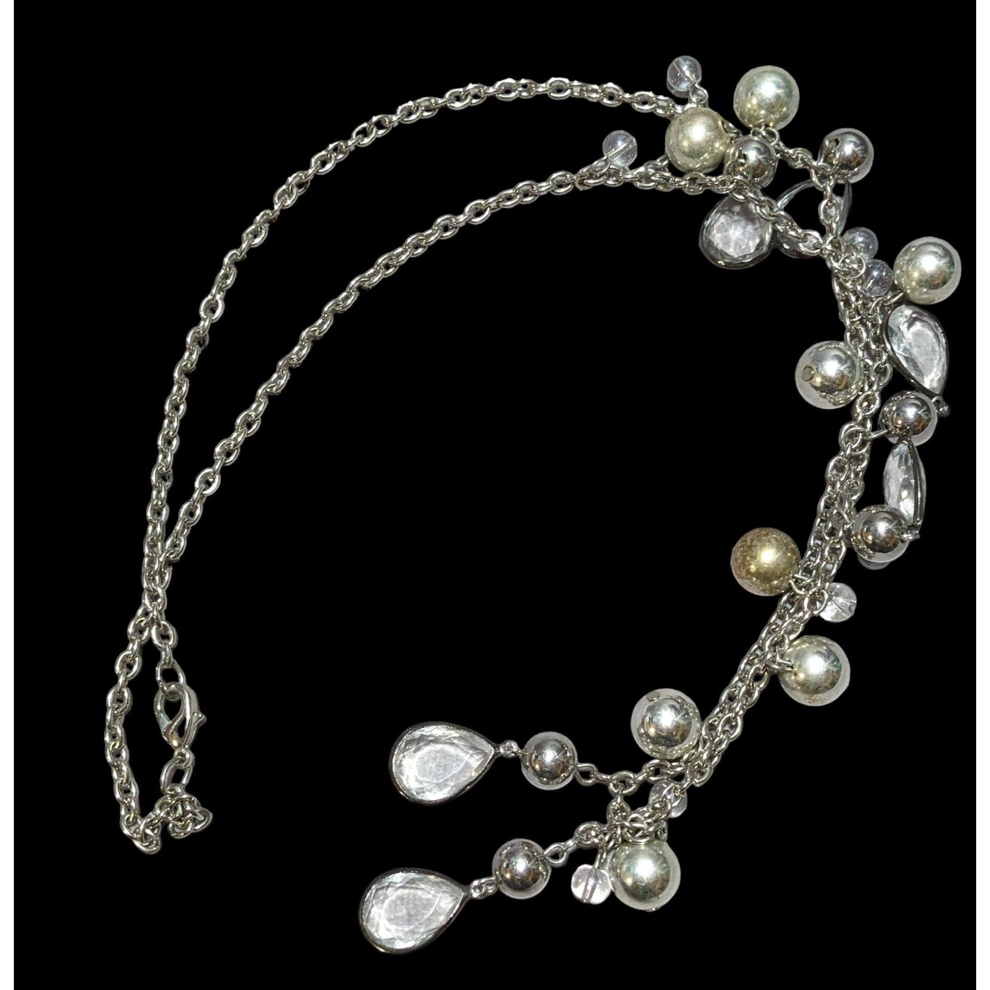 Other Silver Gemmed Teardrop Charm Necklace Size ONE SIZE - 1 Thumbnail