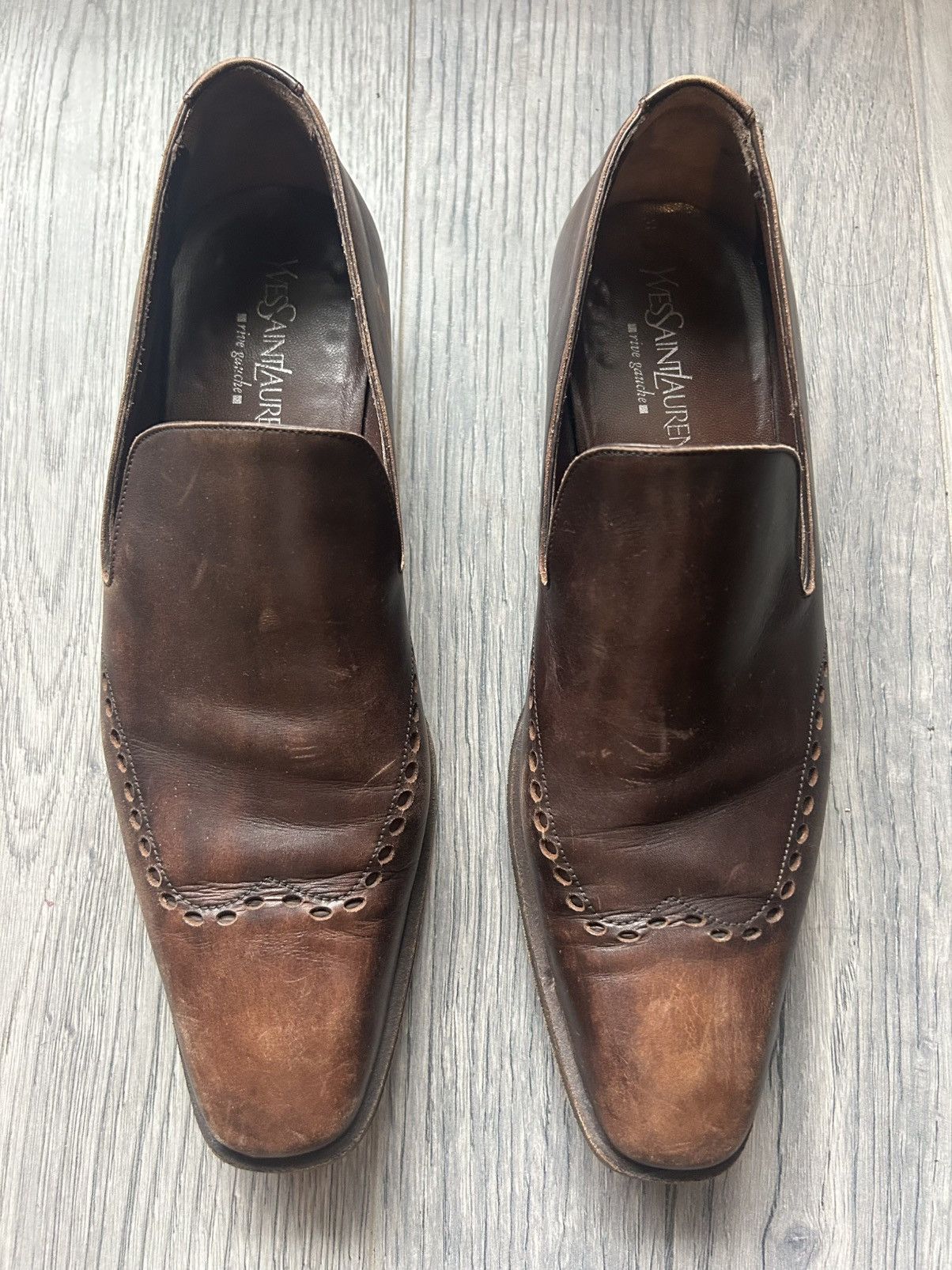 Yves Saint Laurent Brown Leather Slip-On Loafers Size US 9 / EU 42 - 5 Thumbnail