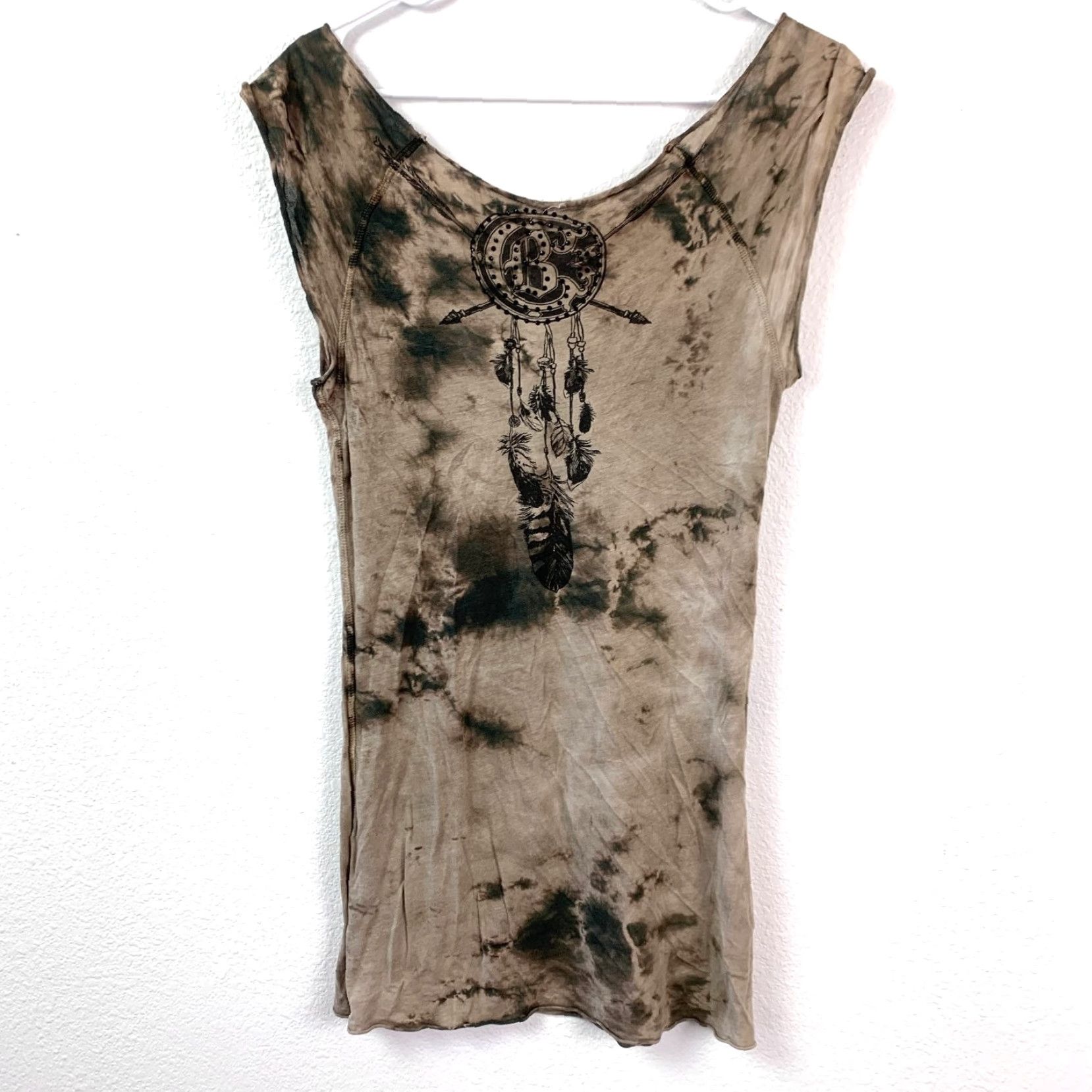 Vintage Crash & Burn Y2K Eagle Graphic Sleeveless Top Women's Brown Shirt S/M Size S / US 4 / IT 40 - 7 Thumbnail