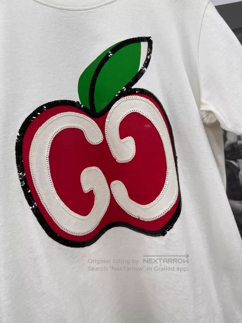 Gucci Gucci White apple sequin print short-sleeved T-shirt Size S / US 4 / IT 40 - 2 Thumbnail