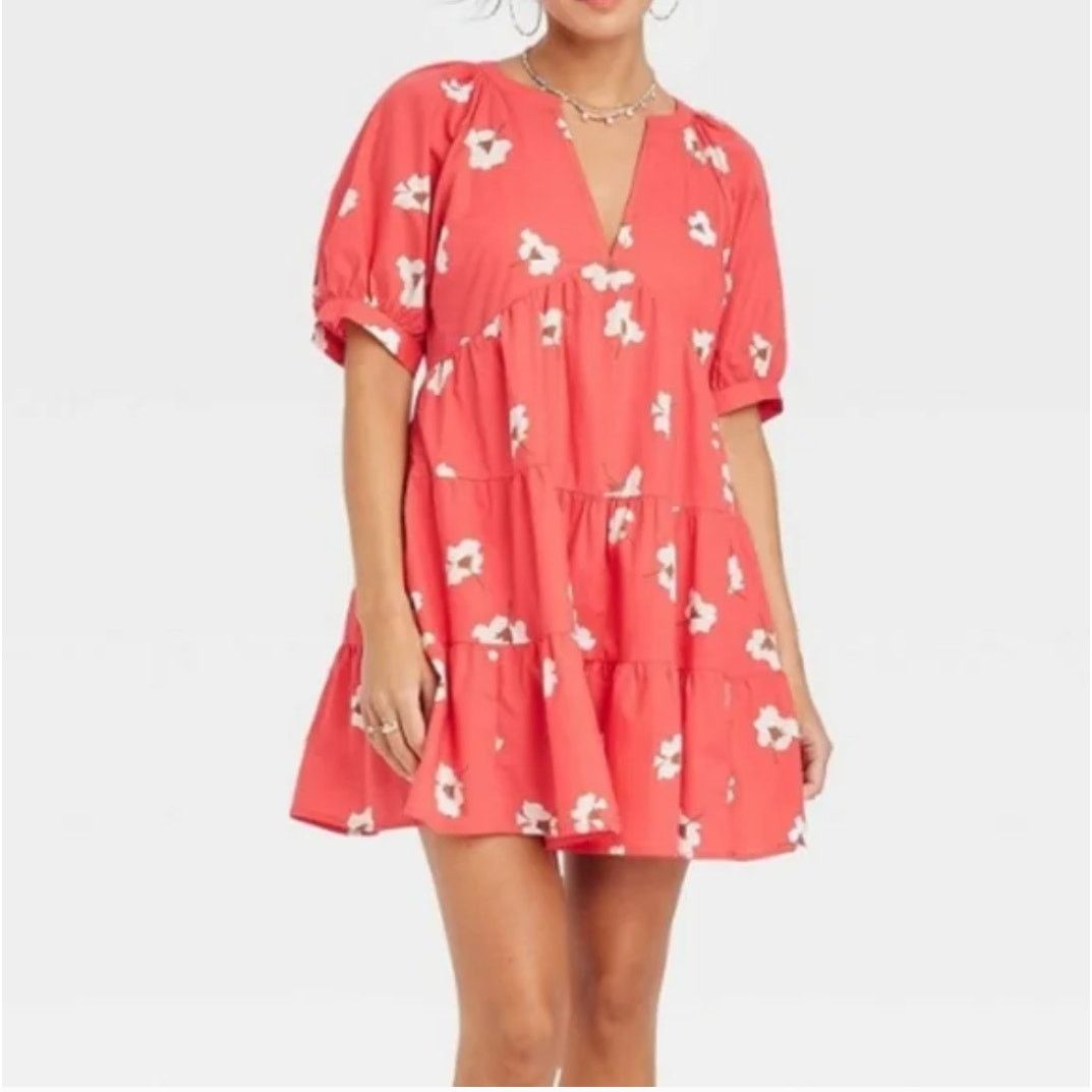 Target Basics Universal Thread Pink Floral Puff Sleeve Mini Dress Medium Size M / US 6-8 / IT 42-44 - 1 Thumbnail