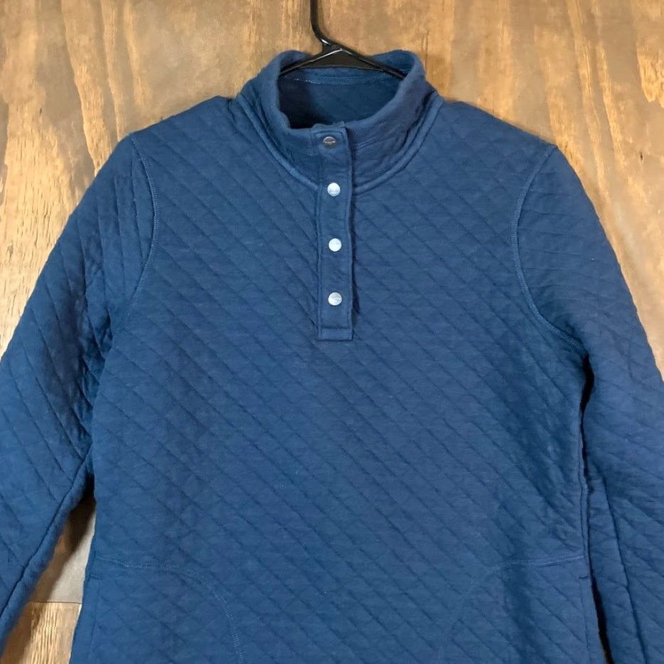 Duluth Trading Company Duluth Trading Co. Womens Sweatshirt Blue Quilted 1/4 Button Pullover XS Size XS / US 0-2 / IT 36-38 - 2 Thumbnail