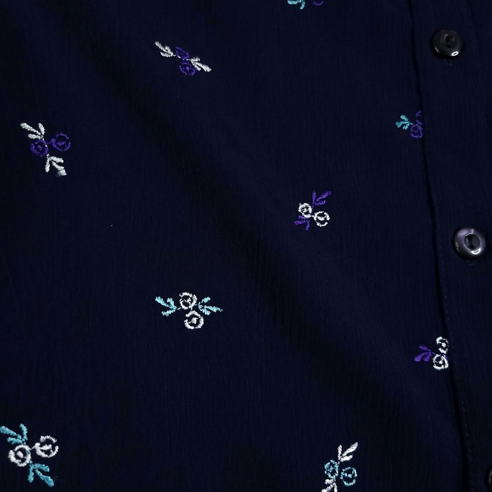 GRAFF VINTAGE Graff Blouse Women's 1X Blue Floral Polyester USA Made 90s Size XL / US 12-14 / IT 48-50 - 3 Thumbnail