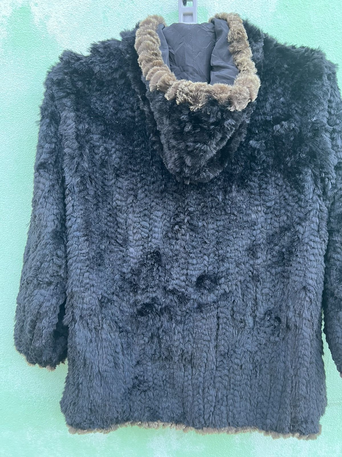 Leather Furugi USED vintage 100% silk rabbit fur reversible jacket Size US L / EU 52-54 / 3 - 17 Thumbnail