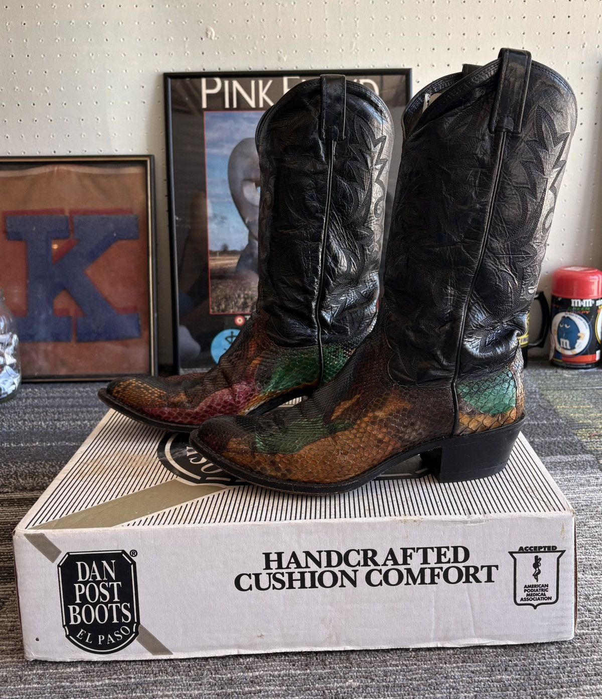 Dan Post 1970s Dan Post “Rainbow Python” Snake Skin Cowboy Boots Size US 9 / EU 42 - 4 Thumbnail
