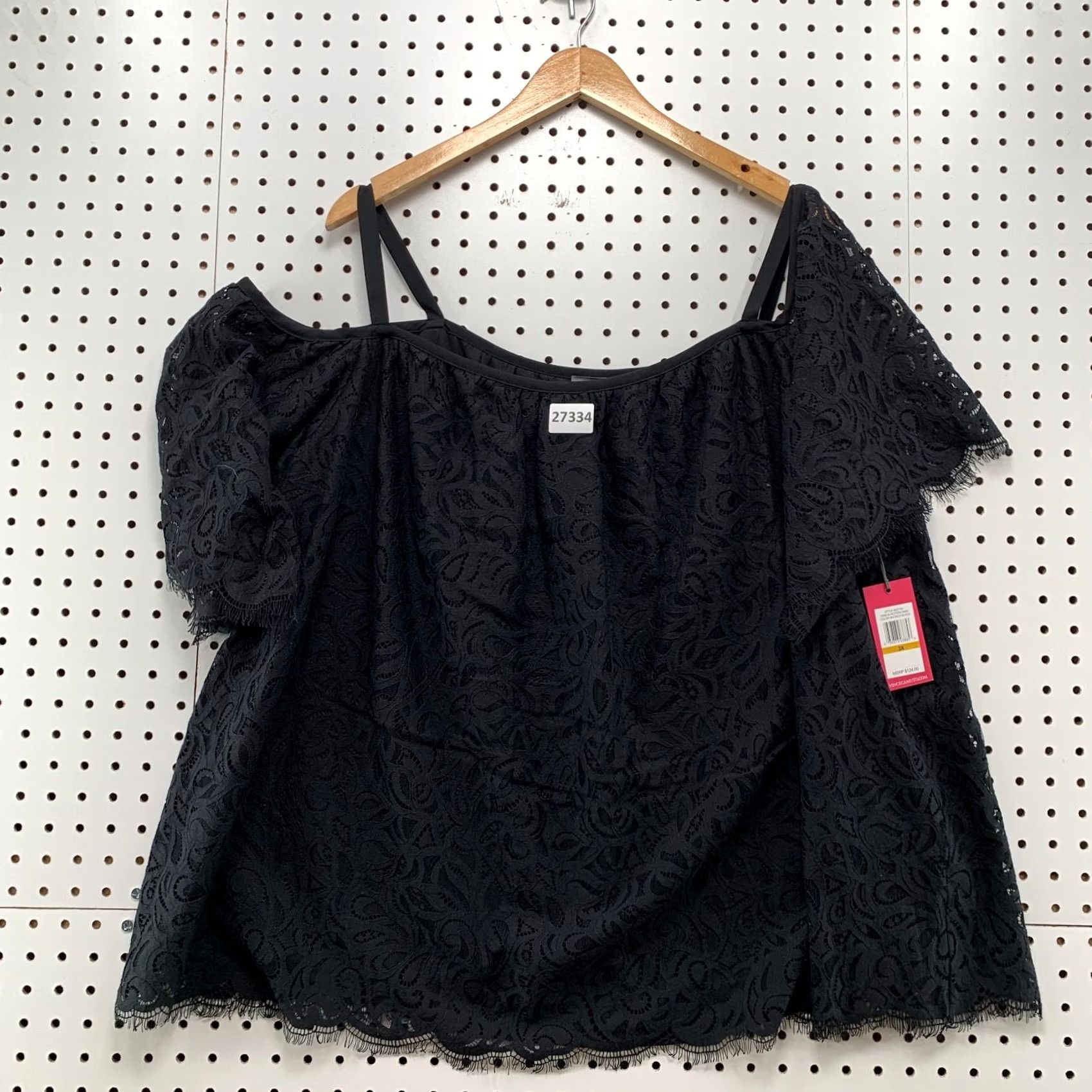 Vince Camuto Vince Camuto Black 3X Pale Dahlia Lace Cold Shoulder Top Womens NWT 24 Size XXL / US 16-18 / IT 52-54 - 2 Thumbnail