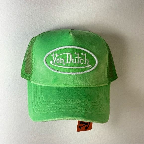 Von Dutch NWT VON DUTCH LIME VELVET TRUCKER HAT Size ONE SIZE - 2 Thumbnail