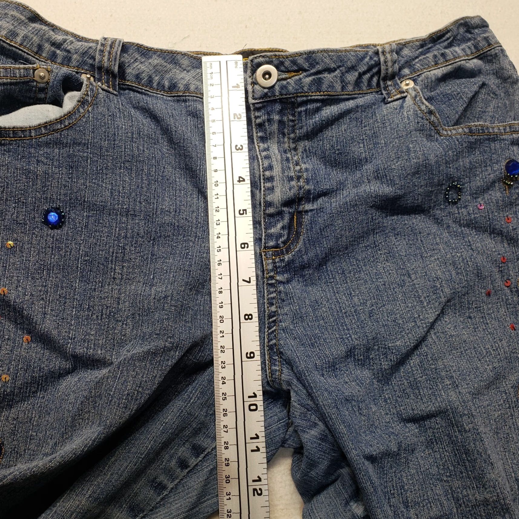 Denime metrostyle Jeans Stretch Blue Denim Pants Bling Ramie Cotton Adult Women's 14 Size 36" / US 14 / IT 50 - 5 Thumbnail