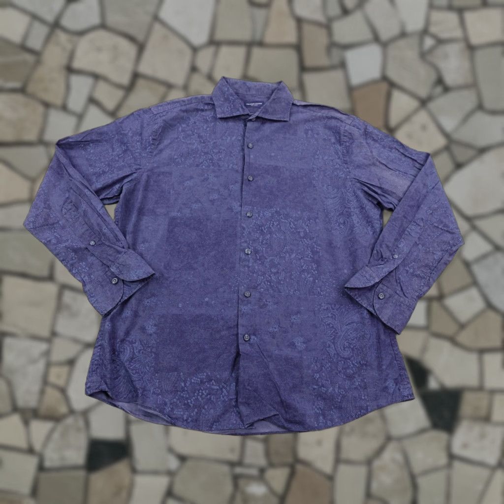 Proper Cloth Proper Cloth Button-Up Shirt Mens Large Blue Paisley Floral Long Sleeve Button Up Collared Neckline Collar Woven Cotton Size US L / EU 52-54 / 3 - 1 Thumbnail