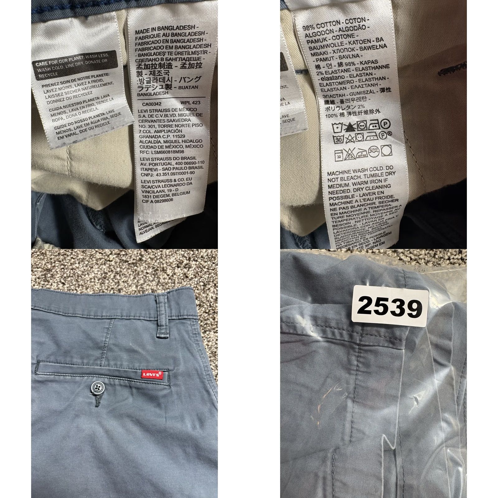 Levi's Levi’s XX Chino EZ Shorts Mens 32 Blue Chino Flat Front Pockets Regular Front Slash Pocket Size US 31 - 8 Thumbnail
