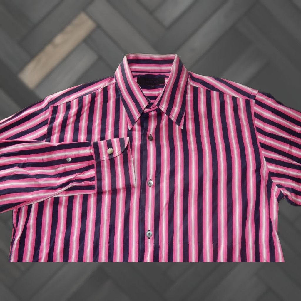 Ted Baker VINTAGE Ted Baker Men's Shirt Long Sleeve Button-Up Size XL Pink Striped 2000s Size US XL / EU 56 / 4 - 1 Thumbnail