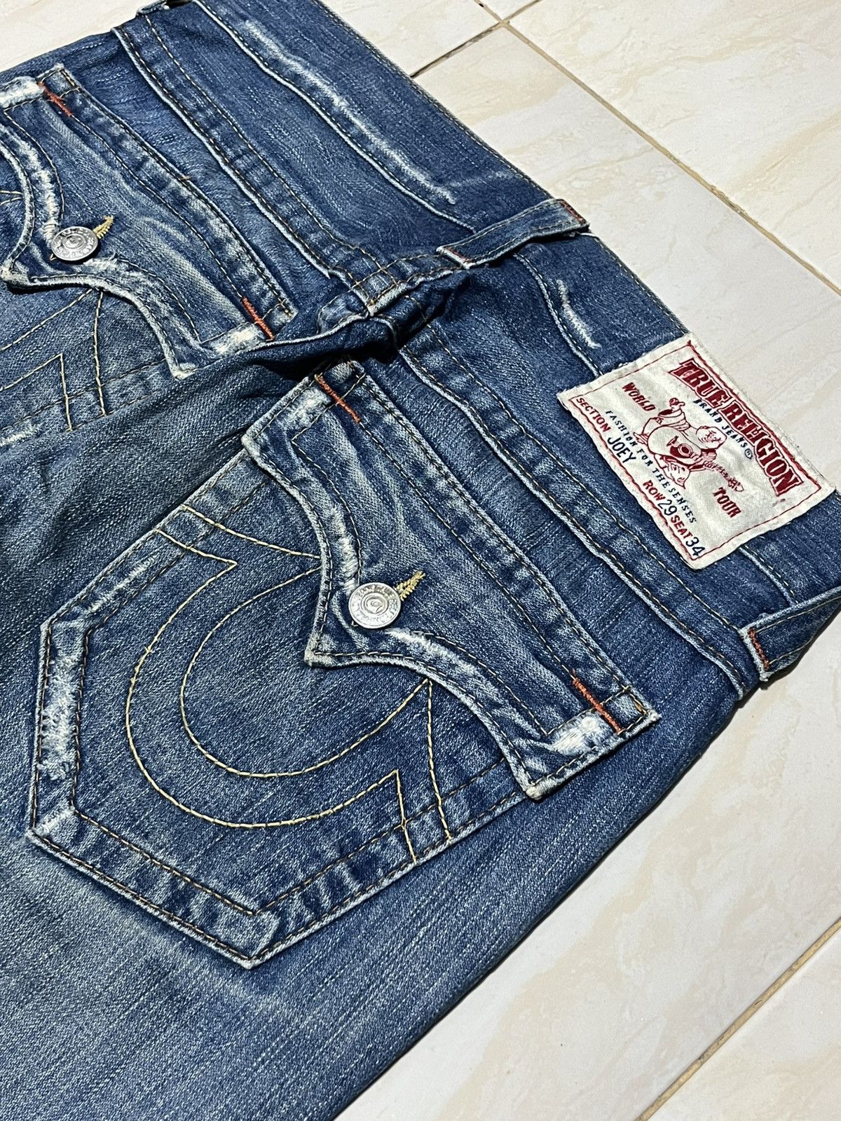 True Religion Flare Jeans True Regligion Joey Distress Faded Y2k Size US 29 - 6 Thumbnail