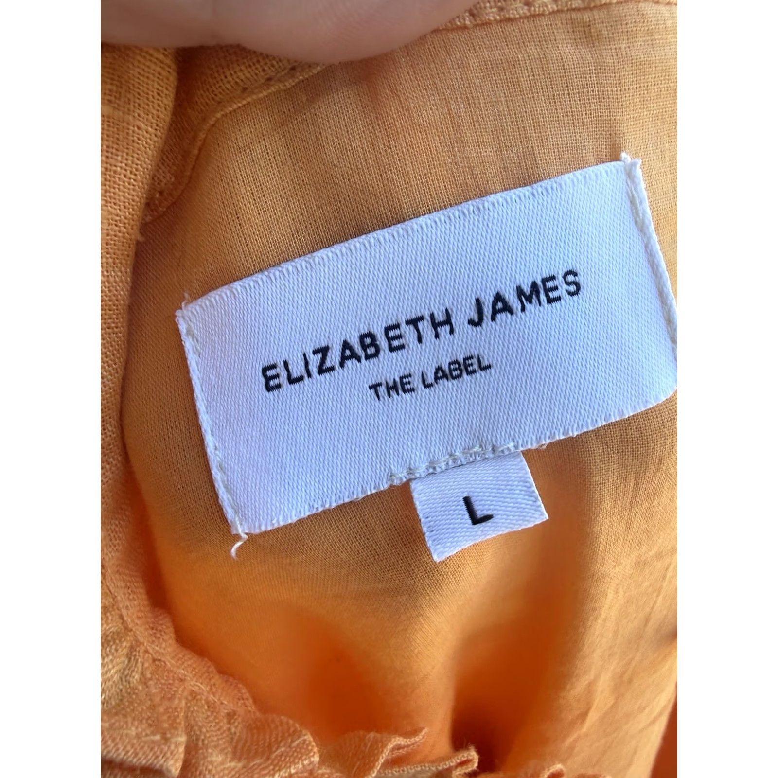 Vintage Elizabeth james the label Orange Dress Mini Shirt Womens L Orange Cotton Linen Short Sleeve Casual Spring Summer 90s? Size L / US 10 / IT 46 - 4 Thumbnail