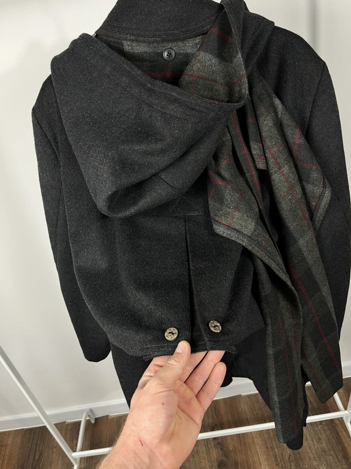 Other Men’s Wool Hooded Coat with Built-In Scarf Black Size US XL / EU 56 / 4 - 16 Thumbnail