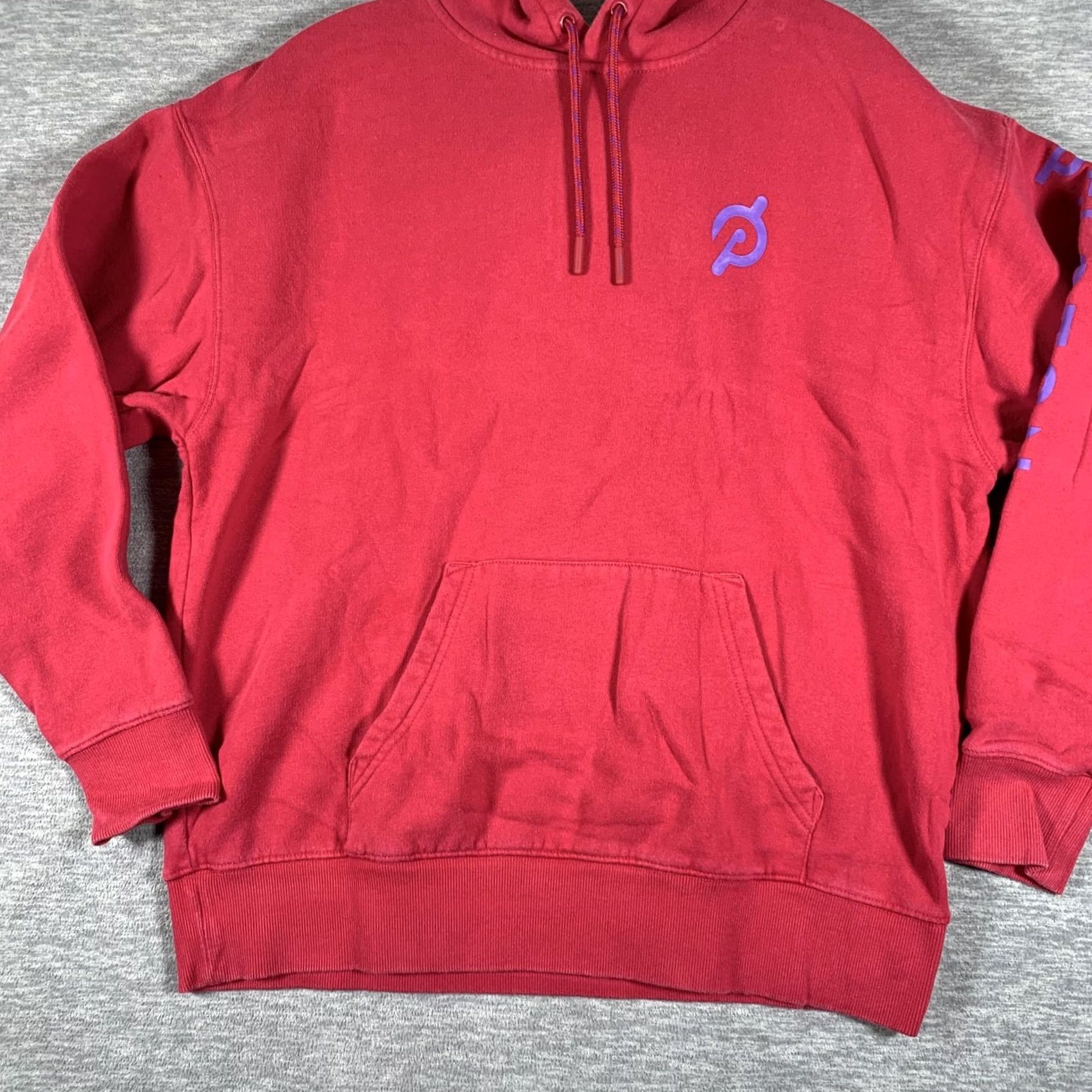 Vintage Peloton Mens Small Red Hoodie Pullover Graphics Sweatshirt Hooded Pocket Drawstring Graphic Print Size US S / EU 44-46 / 1 - 3 Thumbnail