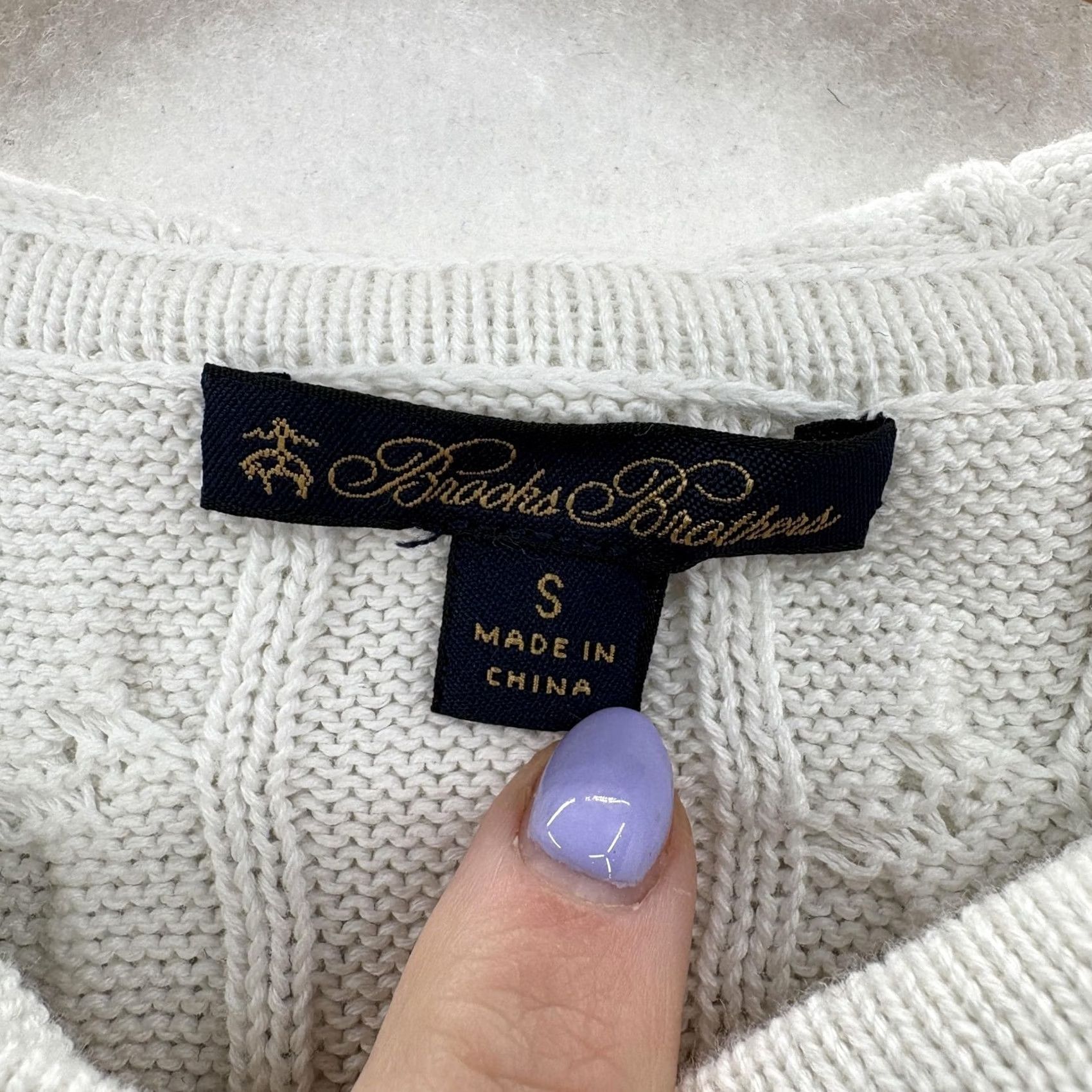 Brooks Brothers Brooks Brothers White Cotton Cable Knit Hooded Pullover Sweater Womens Small Size S / US 4 / IT 40 - 4 Thumbnail